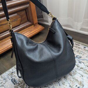 Fossil Women`s Jolie Black Leather Hobo Purse Handbag